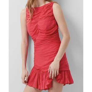 French Connection Red Althea sleeveless pleated Mini Ruched Dress Size US 12
